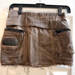 DARKER WAVS ATMOSPHERE WASHED BROWN CARGO SKIRTX